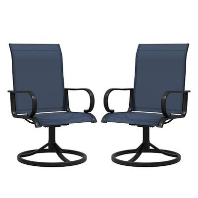 Swivel Patio Chairs Set of 2, 360° Rotating Outdoor Swivel Rocker Patio Chairs,All-Weather Outdoor Dining Chairs with Ergonomic High-Back, 15° Rocking Motion (Blue-7, 2-piece)