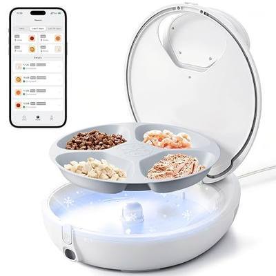 Robotail Automatic Cat Feeder for Wet Food - Fresh for 4 Days, Smart Dual-Temp Semiconductor Cooling & Heating Auto Cat Feeder with Multi-Function App, 4 Fresh Meal for Cats Small Dog Easy to Clean