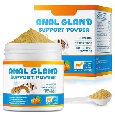 Anal Gland Support Powder for Dogs – Pumpkin for Dogs with Probiotics & Digestive Enzymes – Pumpkin Powder for Dog for Healthy Bowel Function – Fiber for Dogs Supplement, Beef Flavor, 4.23oz (120g)