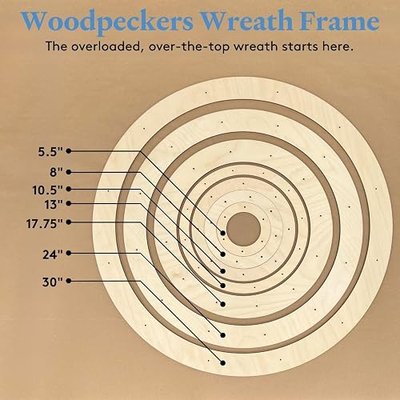Woodpeckers Small Wreath Frame 8 Inch, Pack of 1 DIY Forms, Circle Shaped Frame, Wooden Rings for Crafts