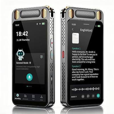 AI Voice Recorder with Playback, 80GB Digital Recorder with AI Transcription & Summary & Translation, 8 Mics Noise Reduction, 13 Languages Voice to Text Recorder Transcriber for Meetings, Lectures