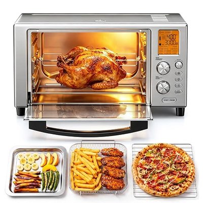 Havato 23 QT Convection Air Fryer Toaster Oven, Rotisserie, Stainless Steel | Easy to Clean, Fits 12" Pizza, Quiet
