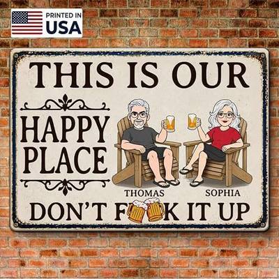 This Is Our Happy Place Personalized Metal Sign | Couple Anniversary Sign Gifts For Husband Wife, Rustic Metal Plaque For Home Decor, Celebrating Love Gifts For Couples 2026