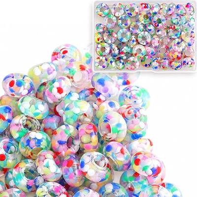 AIPRIDY Lucky Amber Beads and Spacers European Craft Beads with Rhinestones for DIY Charms Bracelet Jewelry Making (Mixed Inner, 50 PCS Lucky Round )