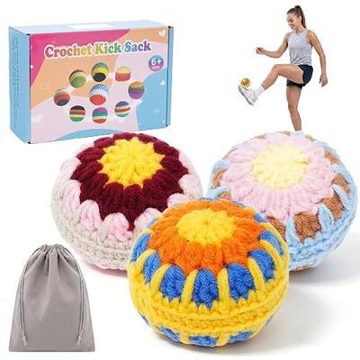 3 Pack Crochet Footbags Hacky Set | Handmade Kick Sack Balls for Juggling and Foot Tricks, Footbag for Outdoor Games, Stress Relief, Skill Practice