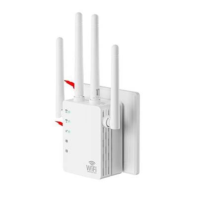 WiFi Signal Booster with 4 Directional Antennas – 1200Mbps Dual Band (5GHz/2.4GHz),WiFi Extender Covers 13,888 Sq.ft, Easy Home Setup and 150-Device Support