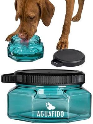 Dog Water Bottle, 27 oz Portable Dog Bowl with Leakproof Lid, Teal | For Day Trips, Hiking, Camping, Road Trips & Travel, 100% BPA-Free, Dishwasher-Safe