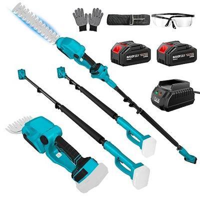 4-in-1 Pole Hedge Trimmer & Cordless Grass Shears,2×4.0 Ah Batteries & Included Charger,Dual Blade Design,Extension Tree Pruner,Bush Trimmer for Tree Trimming/Garden/Lawn