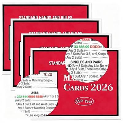 2026 for Mahjong Card Official Revision, NMJL Large Size, 4 Sheets