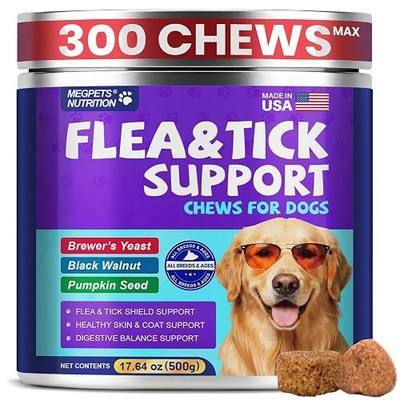 Flea and Tick Support for Dogs, Chicken Flavor, 300 Soft Chews | Skin & Coat Support, Digestive Balance & Immune Health, All Breeds & Sizes