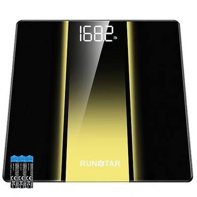 RunStar Scale for Body Weight D400, Highly Accurate Digital Bathroom Body Scale, Measures Weight up to 400 lbs, Includes Batteries, Black Gold