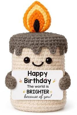 Birthday Gifts for Women Men, Handmade Crochet Candle Decor | Funny Happy Bday Gifts for Mom Dad Daughter Son Sister Best Friends Coworker, Ideal Birthday Decor for Her Him