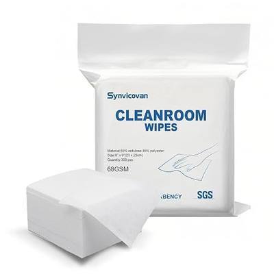 Cleanroom Wipes 9"x9" (300 Pcs, Cellulose/Polyester Blend, Grade A, 68GSM) Lint Free Wipes for Laboratory, Electronics, Pharmaceutical,Printing,Automotives and Semiconductor Industries