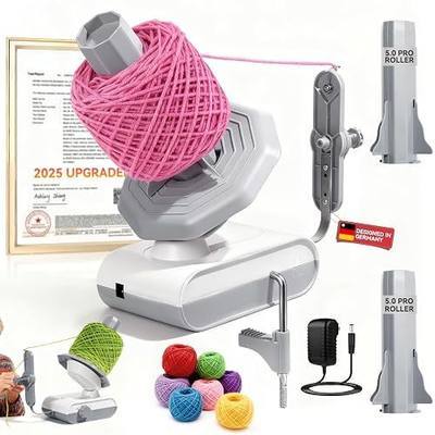 5.0 Upgraded Electric Yarn Winder【Top1 RPM German Motor】【S-Grade Precision Gears】 Yarn Ball Winder Compact Automatic for Crocheting Super Strong Tension, Ideal for Home and Studio (White Gray)
