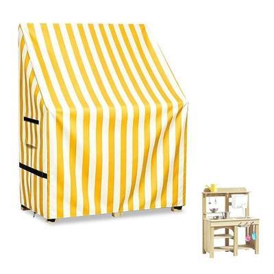 Kids Outdoor Mud Kitchen Cover,Heavy Duty Waterproof & Anti-UV Dustproof Outdoor Wooden Play Kitchen Covers,31.5" W x 19.7" D x 37.4" H, Yellow, Cover Only