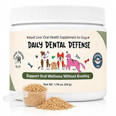 Daily Dental Defense Dog Dental Powder – Prebiotic Beef Liver Topper for Fresh Breath, Teeth & Gum Support – No Brushing – Dentist-Formulated, 30 Day Supply
