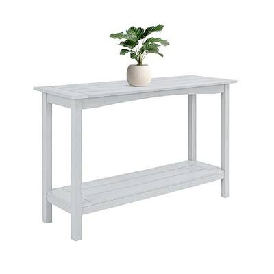 Weatherproof HIPS Outdoor Console Table, 48'' 2-Shelf Side Table Indoor/Outdoor Use, Multifunctional Buffet Table Bar Storage Organizer for Entryway, Patio, Outside Plant Stand Table, White