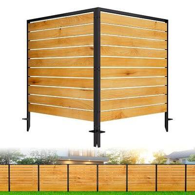 No Dig Wooden Privacy Fence Screen, Outdoor Air Conditioner Fences | 38" H X 42" W Hide Trash Bins Or Ac Units, Decorative Garden, Patio, Backyard Fence -Temporary Fencing -2 Panels