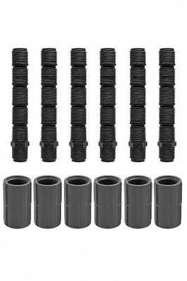 12 Pcs 1/2" x 6" Cut-Off Sprinkler Riser And 6 Pcs Double Female Thread Coupling for Lawn Garden Sprinkler Irrigation System