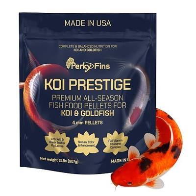 Premium Koi Fish Food for Pond, High Protein Pond Fish Food with Wild Krill & Black Soldier Fly Larvae, Natural Color Support, 4mm Floating Koi Food for Pond & Goldfish, Made in USA, 2lb
