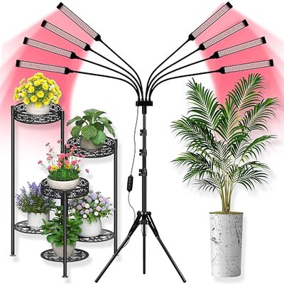 8-in-1/800 LEDs Full Spectrum LED Grow Lights for Indoor Plants with Tripod | Plant Lights for Indoor Growing with Adjustable Tripod & Auto Timer, Grow Lights for Seed Starting and All Growth.