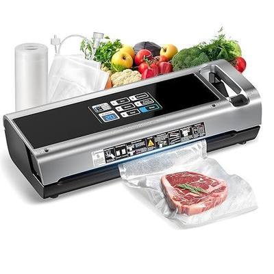 Food Vacuum Sealer Machine, 95KPa Powerful Food Saver with Dry/Moist/External Vacuum Modes, Built-in Cutter & Bag Storage, Single/Double Sealing, 1 Bag & 15 Pre-cut Bags