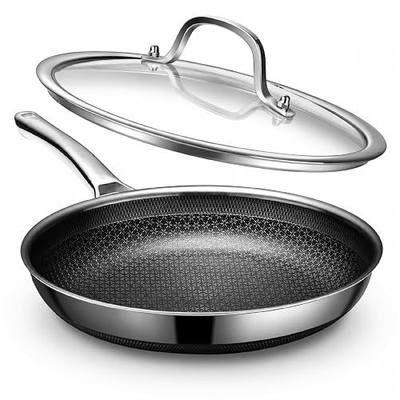 Non Stick Frying Pans, 12 inch Hybrid Ceramic Baking Pans with Lid | Commercial Baking Pan,Cooking Egg Skillet Pan, Induction & Oven-Safe, PFOA/PFAS/PTFE Free