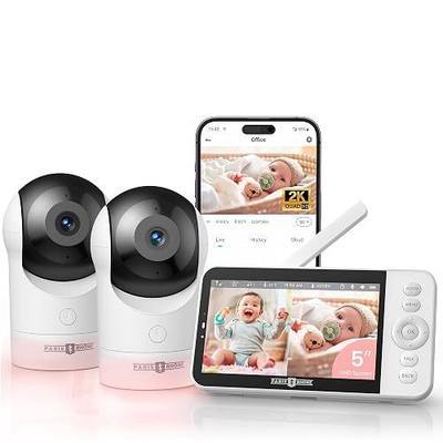 2K Smart AI Baby Monitor with 2 Cameras, Hybrid Split Screen App View | AI Cry and Roll Over Alerts, Auto Tracking PTZ, RGB Light with Lullabies, Hack-Proof Privacy, 1000ft Range Battery