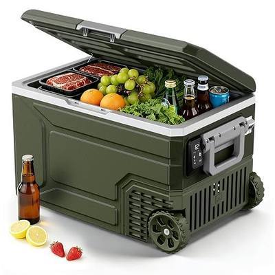 Electactic 12V Portable Refrigerator, 68 Quart (64L), Green | Electric Cooler, Dual-Voltage 12V/24V DC, -4°F to 68°F, Car Freezer With Wheels, Truck, RV, Camping, Home, Road Trips