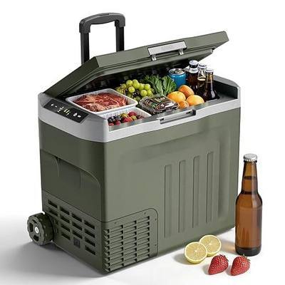 Electactic 12Volt Car Refrigerator, 43 Quart(40L) Electric Cooler for Car Dual-Voltage 12V/24V DC Car Fridge, -4°F to 68°F Portable Freezer With Wheels, Truck, RV, Camping, Home, Road Trips, Green