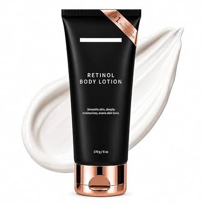 Retinol Body Lotion for Crepey Skin, Firming Body Cream, 170g/6 oz, 1 Pack | Hydrating retinol lotion for neck, arms, legs & body, lightweight texture for smoother, softer-looking dry skin