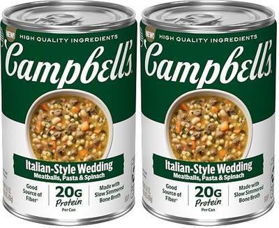 Campbell's Protein Italian Style Wedding Soup, 16.1 Oz (Pack of 2)