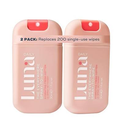 Luna Daily The Everywhere Spray-to-Wipe | Hydrating Fresh Cotton, 1 Fl Oz