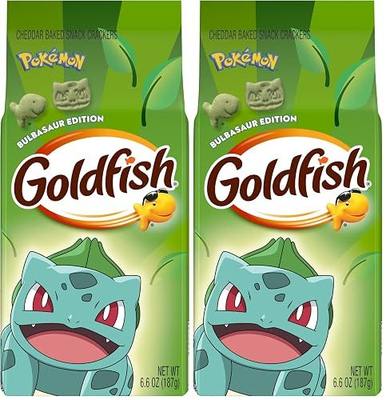 Goldfish Pokémon Bulbasaur Edition Cheddar Baked Snack Crackers, 6.6 Oz Bag (Pack of 2)