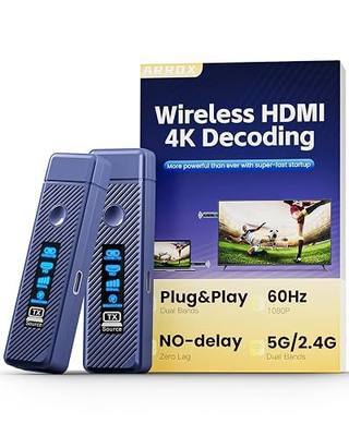 Wireless HDMI Transmitter and Receiver 328FT/100M,4K Decode Plug & Play Portable 5G+2.4G Wireless HDMI Remote Control Extenders for Video/PC/Projector/TV Box
