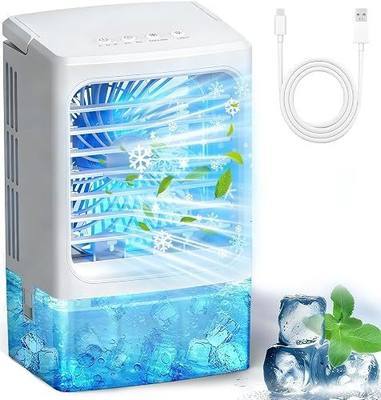 Mini Air Conditioner Small AC Portable Air Conditioners with 1500ml spray/hour 3 Speed Wind & 7 Colorful LED Light Cool Mist &Timer Evaporative Air Cooler for Bedroom/Home/Office