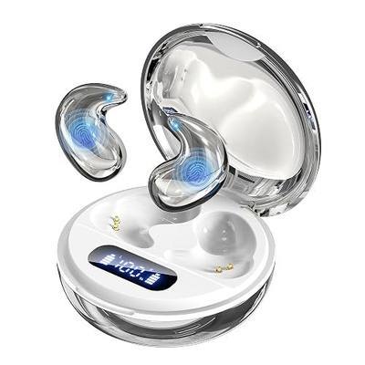 Invisible Sleep Earbuds for Side Sleepers, 3g Zero Pressure Flat Bluetooth Sleeping Headphones, Tiny Hidden Earphones, No Indicator Lights, White Noise Earbuds for All Night Sleep