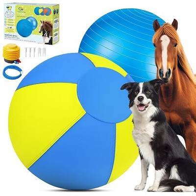 Herding Ball for Dogs and Horses - 18" Dog Herding Ball for Australian Shepherd Collie, Jolly Ball for Dogs Agility Equipment, Herding Ball Durable Bite-Resistant with Reinforced Stitching-Yellow&Blue