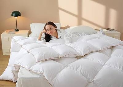 Feather Down Comforter King Size, 100% Cotton Duvet Insert | Feather Bed,Breathable,Skin Friendly,All Season