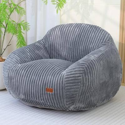 Bean Bag Chair with Armrests, Comfy Corduroy Bean Bag, Handle for Adults, Oversized Floor Beanbag Couch for Living Room Bedroom Dorm (XL-Grey)