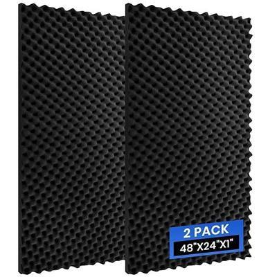 2 Pack Acoustic Foam Panels, 48''X24''X1'' Egg Crate Sound Proof Foam, High Density Noise Cancelling Soundproofing Wall Panels for Studio Office Game Room (Black)