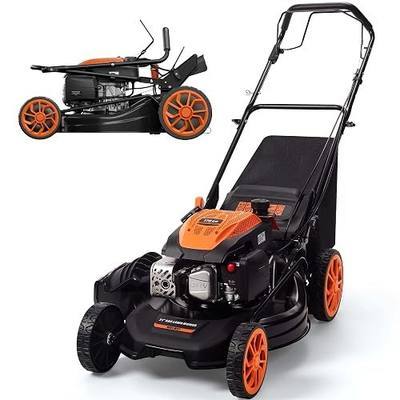 21" Self-Propelled Gas Lawn Mower, 170cc 4-Cycle Engine, 7-Position Cutting Height Adjustment, 3-in-1 Mulching, Bagging & Side Discharge, 1.9-Bushel Large Capacity Grass Bag