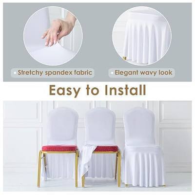 10pcs Wine red Pleated Skirt Spandex Chair Cover Hotel Banquet Chaircloth Party Events Wedding Decoration Seat Protector Slip Covers