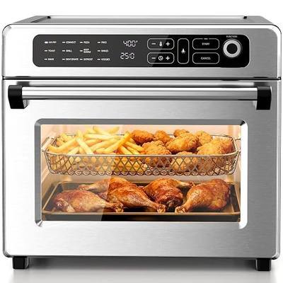 Kismile 25QT Air Fryer Toaster Oven, Countertop Convection Oven, 12 Preset Cooking Functions, Adjustable Temp 70-450°F, Toast, Bake, Broil, Reheat, Fits 12" Pizza, Full Accessory Set Included, Silver
