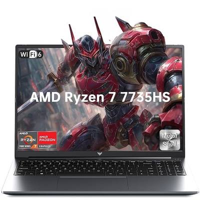Gaming Laptop with Ryzen 7 7735HS (up to 4.75GHz),16GB DDR5 512GB NVMe SSD | 16 inch Laptop with AMD Radeon 680M,Backlit KB,Windows 11,1920x1200 FHD,WiFi 6,HDMI2.0.Full Function Type-C