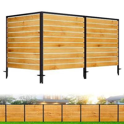 No Dig Wooden Privacy Fence Screen, Outdoor Air Conditioner Fences | 38" H X 42" W Hide Trash Bins Or Ac Units, Decorative Garden, Patio, Backyard Fence -Temporary Fencing -3 Panels