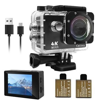 Action Camera 4K 30FPS, Waterproof Camera 30M Underwater Ultra HD 131FT 170°Wide Angle Shooting, with 2 x 1050 mAh Batteries for Cycling, Ice Skating, Skiing, Fishing, Climbing
