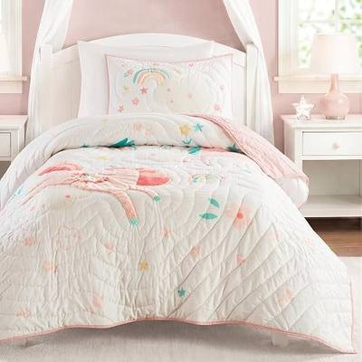 Intelligent Design Kids Twin Girls Unicorn Pink Quilt Set 2-Piece | Cute Coverlet Set Easy Care All Season and Lightweight Cozy Kids Bedding Bed Set, Bedding Set for Girls Dorm