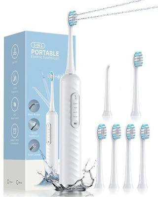 Electric Toothbrush with Water Flosser - 2 in 1 Teeth Cleaning Kit, Electric Toothbrush and flosser Combo with 3 Cleaning Modes, Portable Water flosser Design for Home & Travel (White)