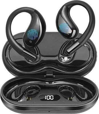 Open Ear Clip Wireless Earbuds Bone Conduction Headphones, Bluetooth 5.4, Conduction Headphones with 60H Playtime Touch Control Ultra-Comfort, Built-in Mic,Open Ear Design for Running Fitness,office